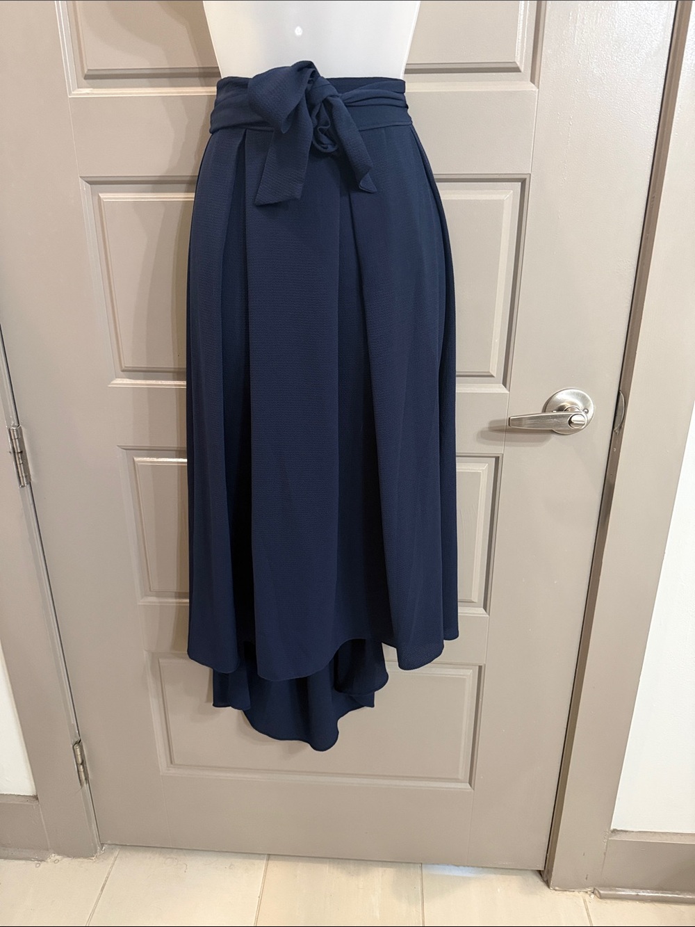 Max Studio Navy High-Low Tie-Waist A-Line Skirt